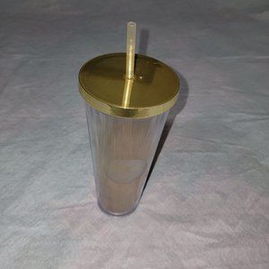 Starbucks gradient gold ombre white dot venti cold cup travel tumbler 24oz straw